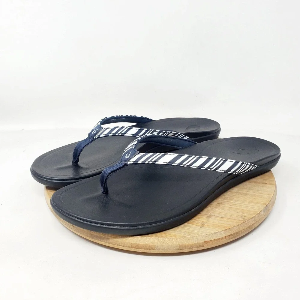 Olukai‎ Hoopio Sandals Womens 9 Striped Flip Flop Thong Pool Beach Shoes Ho'opio